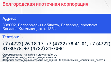 Белгородская ипотечная корпорация - визитка