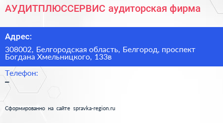 АУДИТПЛЮССЕРВИС аудиторская фирма - визитка