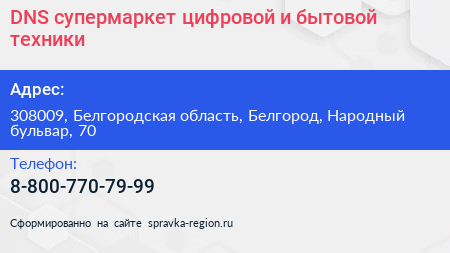 DNS супермаркет цифровой и бытовой техники - визитка