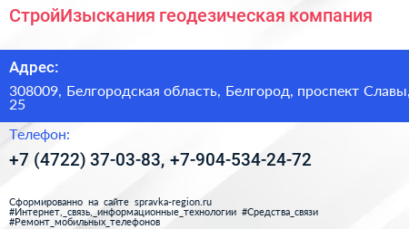 СтройИзыскания геодезическая компания - визитка
