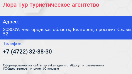 Лора Тур туристическое агентство - визитка