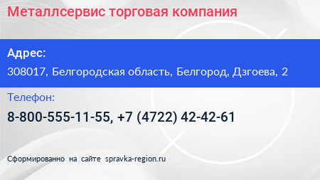 Металлсервис торговая компания - визитка