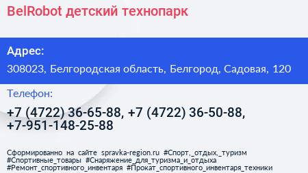 BelRobot детский технопарк - визитка