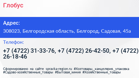 Глобус - визитка