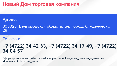 Новый Дом торговая компания - визитка