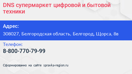 DNS супермаркет цифровой и бытовой техники - визитка