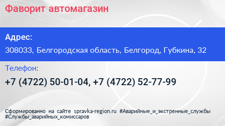 Фаворит автомагазин - визитка