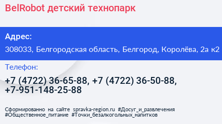 BelRobot детский технопарк - визитка