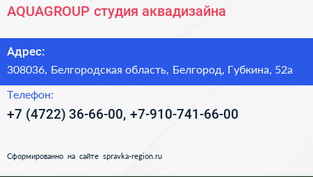 AQUAGROUP студия аквадизайна - визитка
