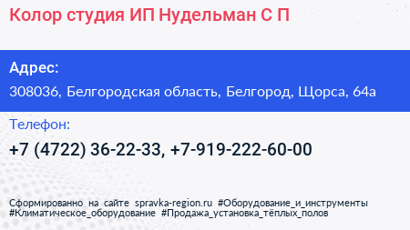 Колор студия ИП Нудельман С П  - визитка