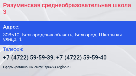 Разуменская среднеобразовательная школа 3 - визитка
