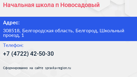 Начальная школа п Новосадовый - визитка
