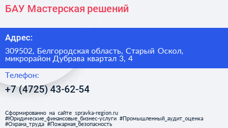 БАУ Мастерская решений - визитка
