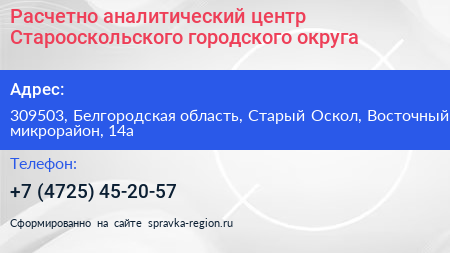 Расчетно аналитический центр Старооскольского городского округа - визитка
