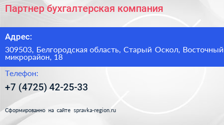 Партнер бухгалтерская компания - визитка