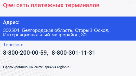 Qiwi сеть платежных терминалов - визитка