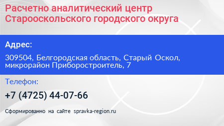Расчетно аналитический центр Старооскольского городского округа - визитка