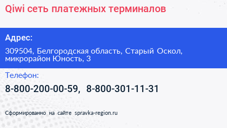 Qiwi сеть платежных терминалов - визитка