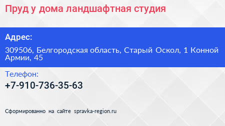 Пруд у дома ландшафтная студия - визитка