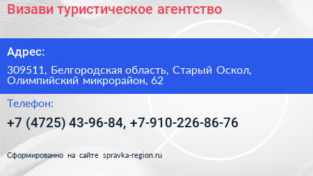 Визави туристическое агентство - визитка