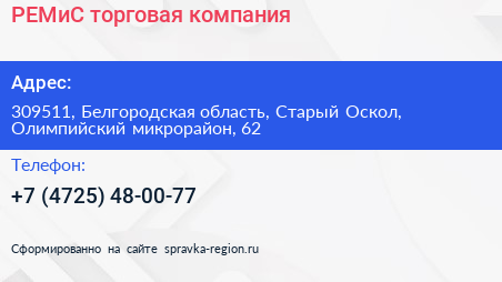 РЕМиС торговая компания - визитка