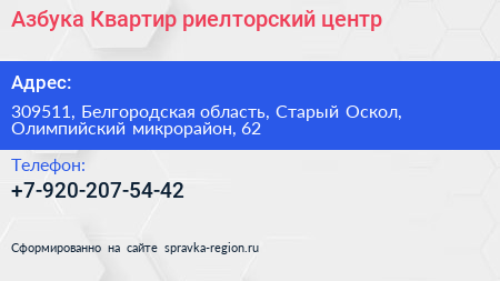 Азбука Квартир риелторский центр - визитка