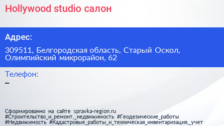 Hollywood studio салон - визитка