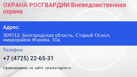 ОХРАНА РОСГВАРДИИ Вневедомственная охрана - визитка