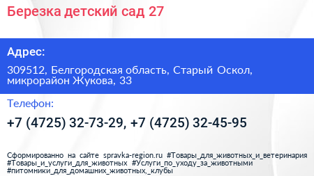 Березка детский сад 27 - визитка