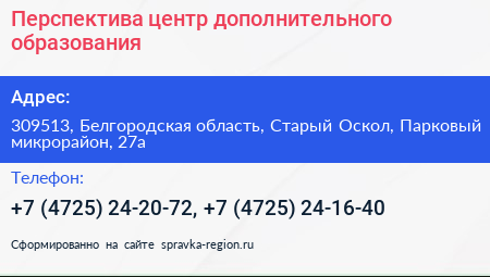 Перспектива центр дополнительного образования - визитка