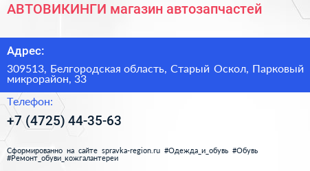 АВТОВИКИНГИ магазин автозапчастей - визитка