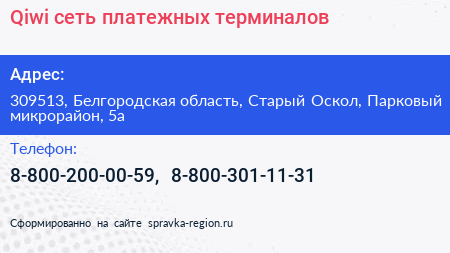 Qiwi сеть платежных терминалов - визитка