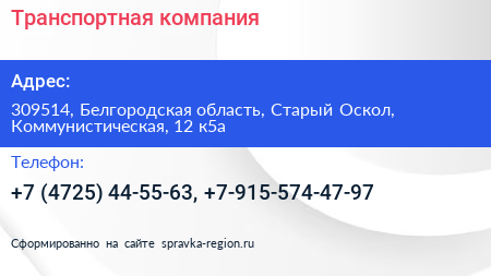 Транспортная компания - визитка