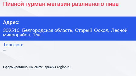Пивной гурман магазин разливного пива - визитка