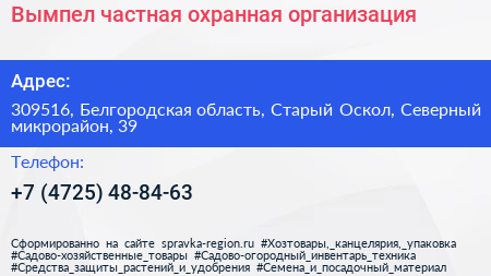 Вымпел частная охранная организация - визитка