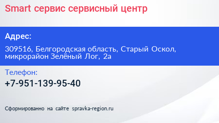 Smart сервис сервисный центр - визитка