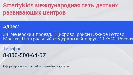 SmartyKids международная сеть детских развивающих центров - визитка