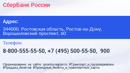 СберБанк России - визитка