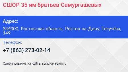СШОР 35 им братьев Самургашевых - визитка