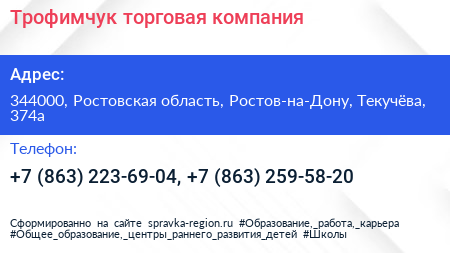 Трофимчук торговая компания - визитка