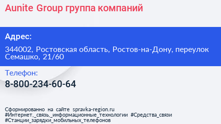 Aunite Group группа компаний - визитка