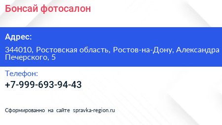 Нажмите, чтобы скачать визитку Бонсай фотосалон - визитка