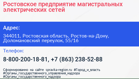 Ростовское предприятие магистральных электрических сетей - визитка