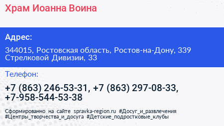 Храм Иоанна Воина - визитка