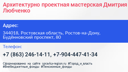Архитектурно проектная мастерская Дмитрия Любченко - визитка