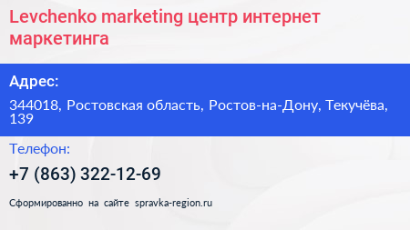 Levchenko marketing центр интернет маркетинга - визитка