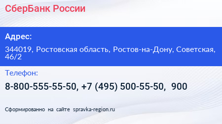СберБанк России - визитка