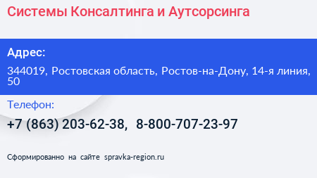 Системы Консалтинга и Аутсорсинга - визитка