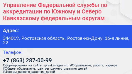 Управление Федеральной службы по аккредитации по Южному и Северо Кавказскому федеральным округам - визитка