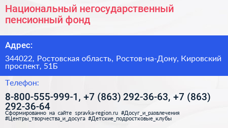 Национальный негосударственный пенсионный фонд - визитка
